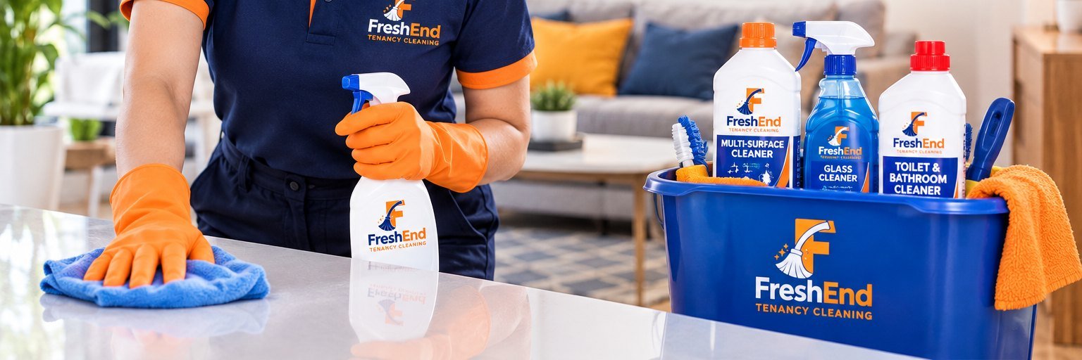 FreshEnd cleaner and branded cleaning products ready for a clean